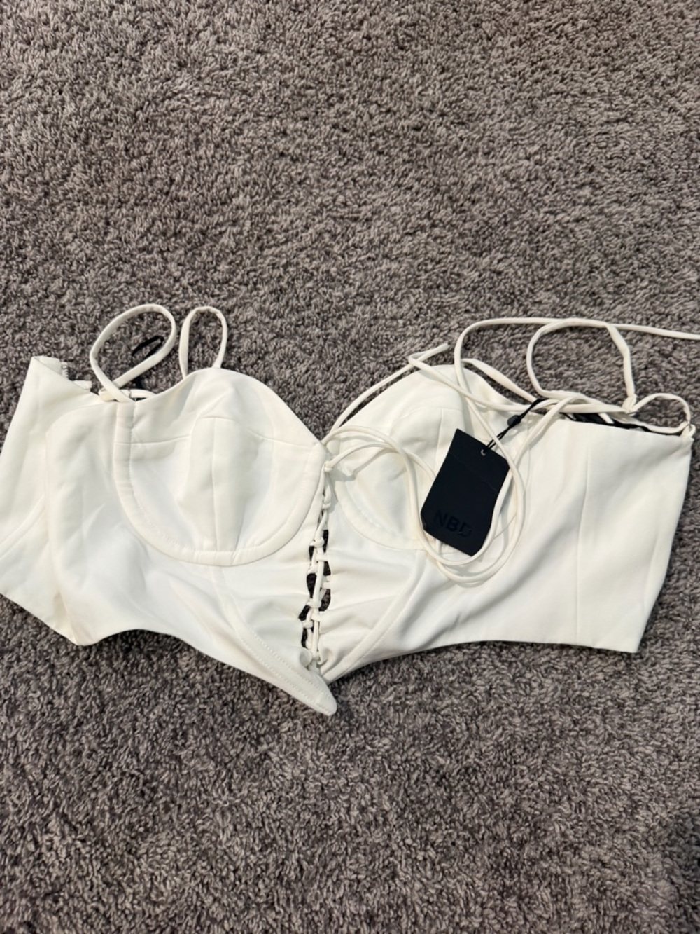 White Lace-Up Bustier Top